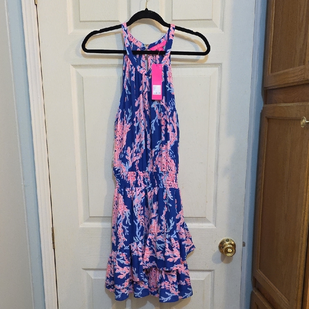 Blue and Pink Halter Dress